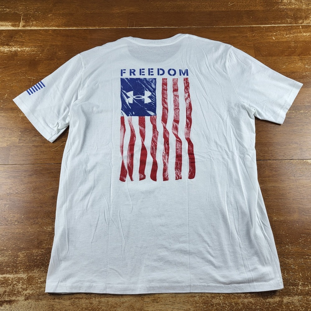 Under Armour Freedom Tee Men's XL Americana White American Flag Patriotic USA